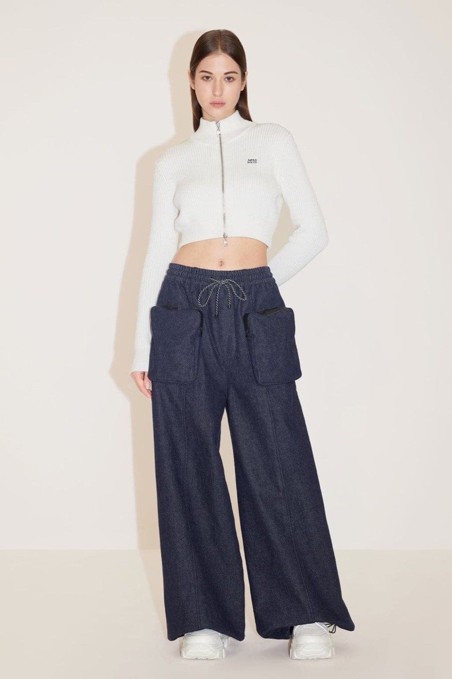 MISS SIXTY Wide Leg | Cargo Style Wide Leg Jeans With Pockets Black Blue