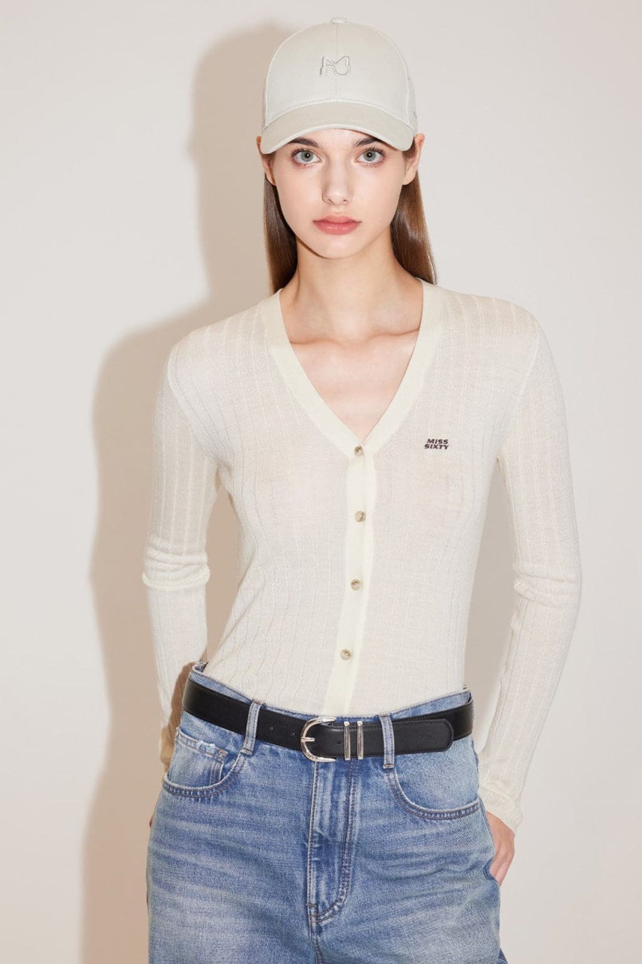 MISS SIXTY Sweaters | V-Neck Embroidered Slim Woolen Jacket