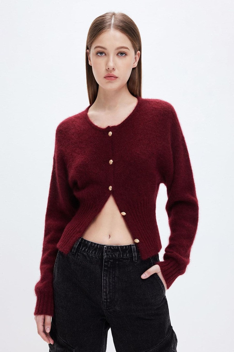 MISS SIXTY Sweaters | Round Neck Slim-Fit Cardigan With Gold Buttons