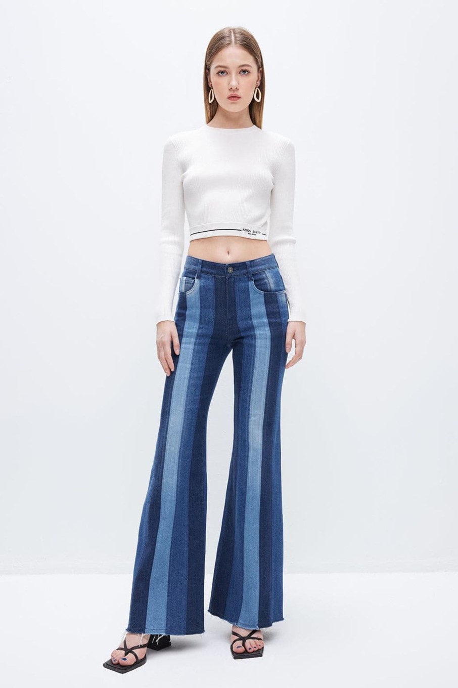 MISS SIXTY Flare | Retro Paneled Slight Flared Jeans Middle Blue