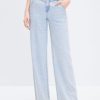 MISS SIXTY Straight | High-Waisted Linen-Cotton Denim Wide-Leg Pants Light Blue