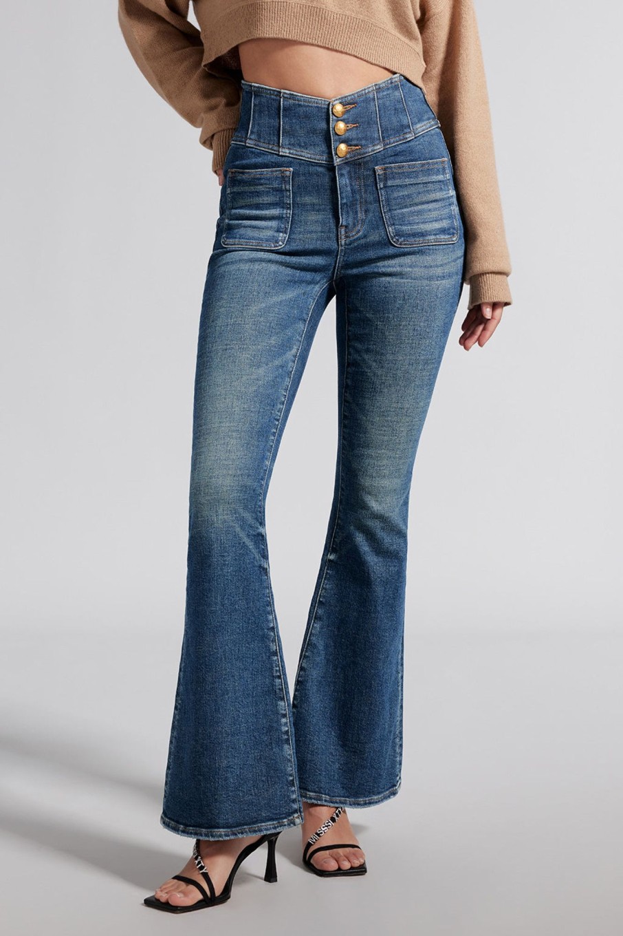 MISS SIXTY Flare | V-Shape High Waist Slim Flared Jeans Dark Blue