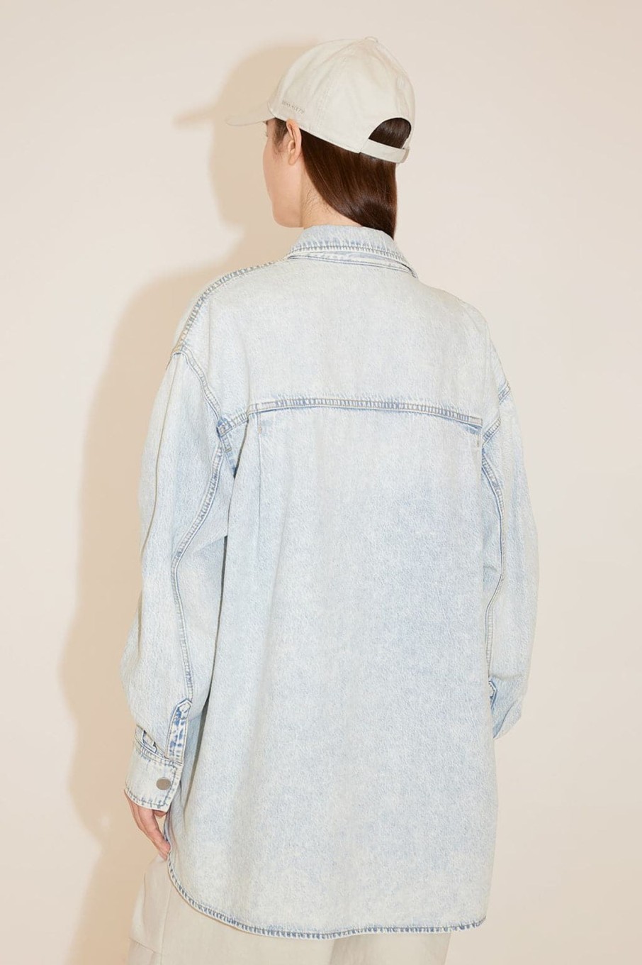 MISS SIXTY Tops | Casual Style Long Denim Shirt Light Blue