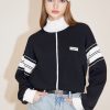 MISS SIXTY Sweaters | Stand Collar Patchwork Sporty Woolen Jacket Black