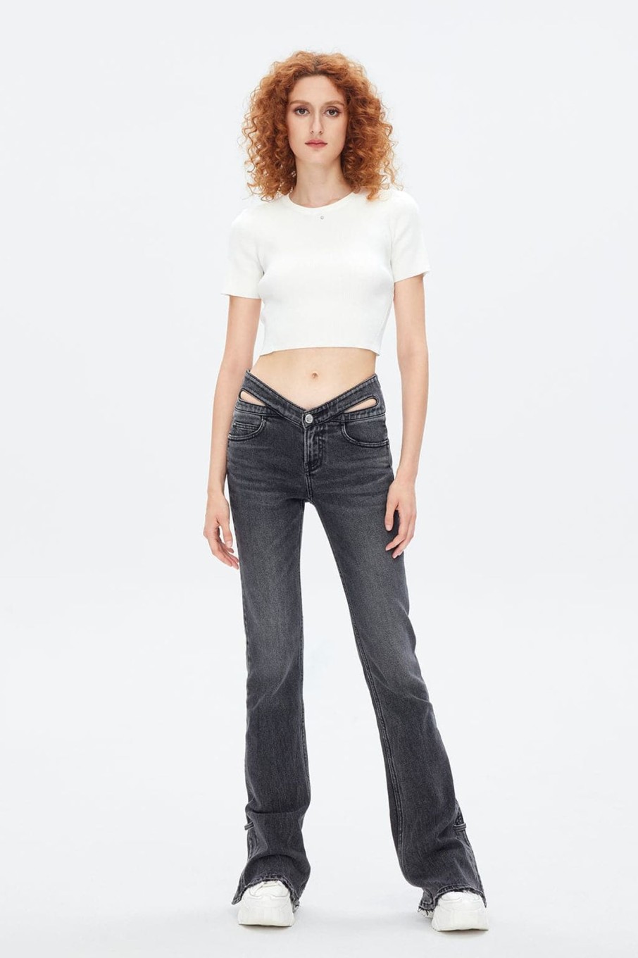 MISS SIXTY Flare | Low-Rise Bootcut Jeans With Wool Blend Black Fog