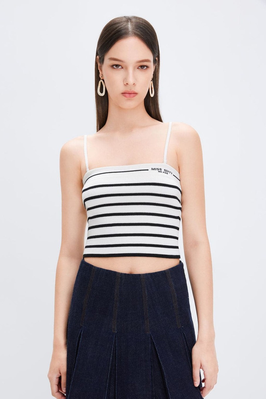 MISS SIXTY Sweaters | Striped Camisole Vest Black/White