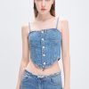 MISS SIXTY Tops | Detachable Denim Vest With Silk Middle Blue