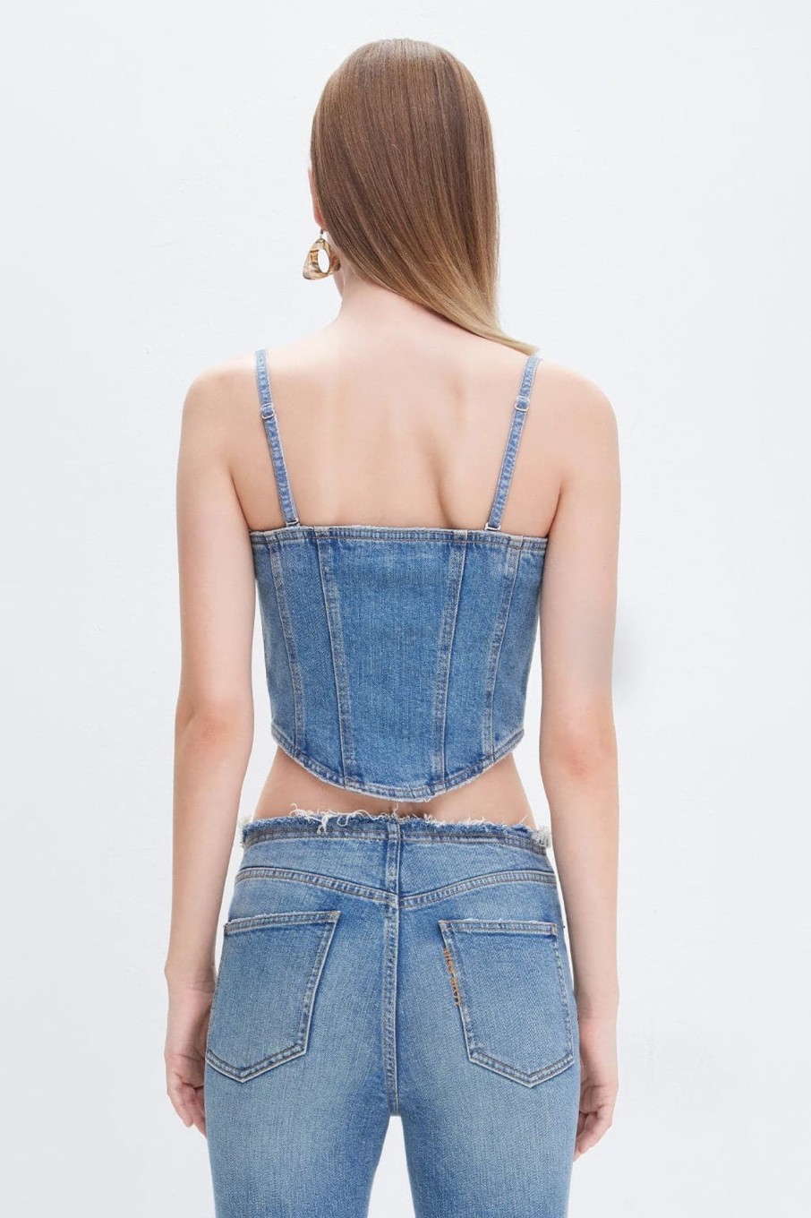 MISS SIXTY Tops | Detachable Denim Vest With Silk Middle Blue