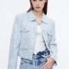 MISS SIXTY Jackets & Outerwears | Sequined Embroidered Denim Jacket Light Blue