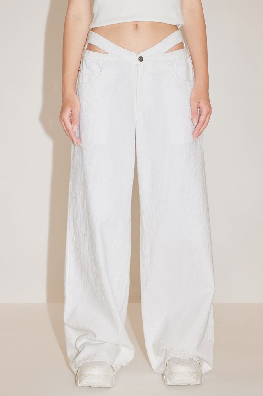 MISS SIXTY Wide Leg | Cut Out Wide Leg Jeans White