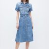 MISS SIXTY Dresses | Cotton Short Sleeves Denim Dress Deep Blue