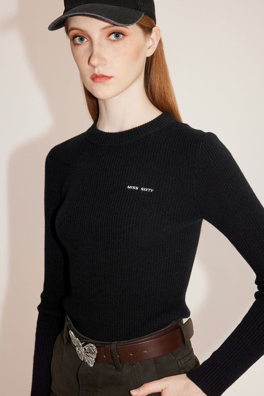 MISS SIXTY Sweaters | Crew Neck Stretch Cashmere Blend Sweater Black