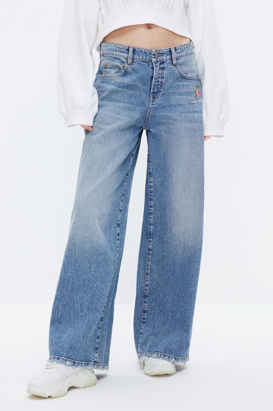 MISS SIXTY Wide Leg | Nft Capsule Wide Leg Jeans With Cartoon Graphic Light Blue