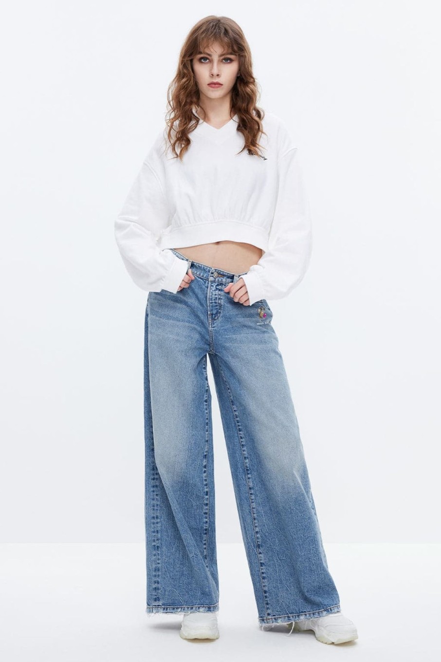 MISS SIXTY Wide Leg | Nft Capsule Wide Leg Jeans With Cartoon Graphic Light Blue