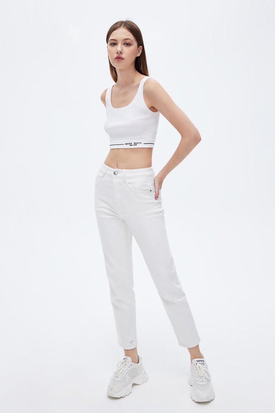 MISS SIXTY Straight | Straight Denim Jeans With Silk White