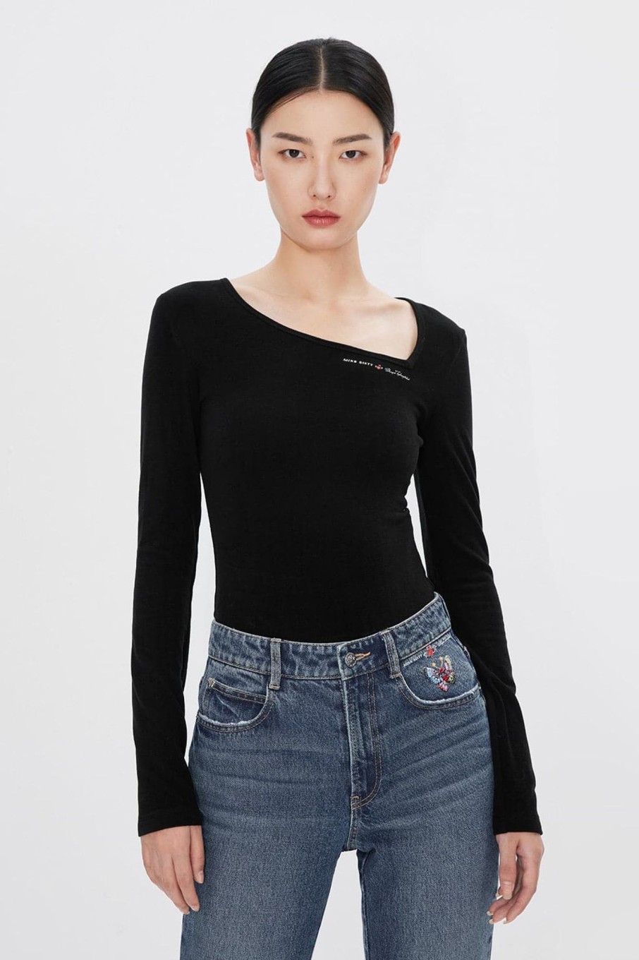 MISS SIXTY Fall-Winter | Angel Collection Crew Neck T-Shirt With Long Sleeves Black