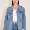 MISS SIXTY Jackets & Outerwears | Delicated Embroidered Denim Jacket Middle Blue