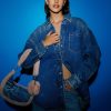 MISS SIXTY Tops | Vintage Relaxed Fir Denim Shirt With Crystal Middle Blue