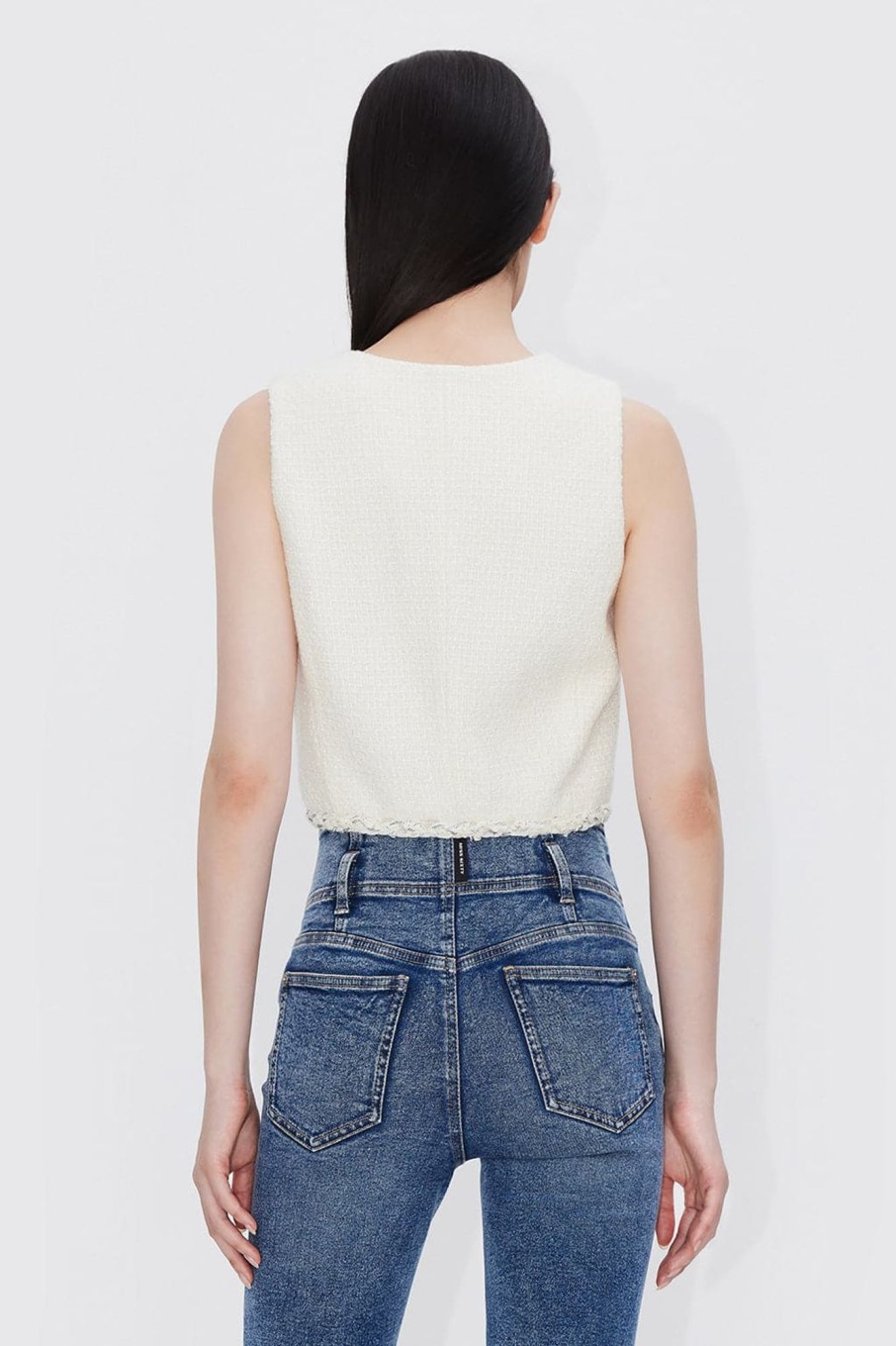 MISS SIXTY Tops | Forbidden City Culture Development Tweed Cropped Vest Off White