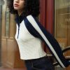 MISS SIXTY Sweaters | Half-Zip Lapel Short Sporty Colour Contrast Sweater Deep Blue