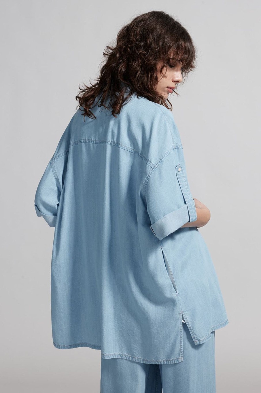 MISS SIXTY Tops | Baby Blue Denim Shirt With Tencel Light Blue