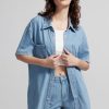 MISS SIXTY Tops | Baby Blue Denim Shirt With Tencel Light Blue