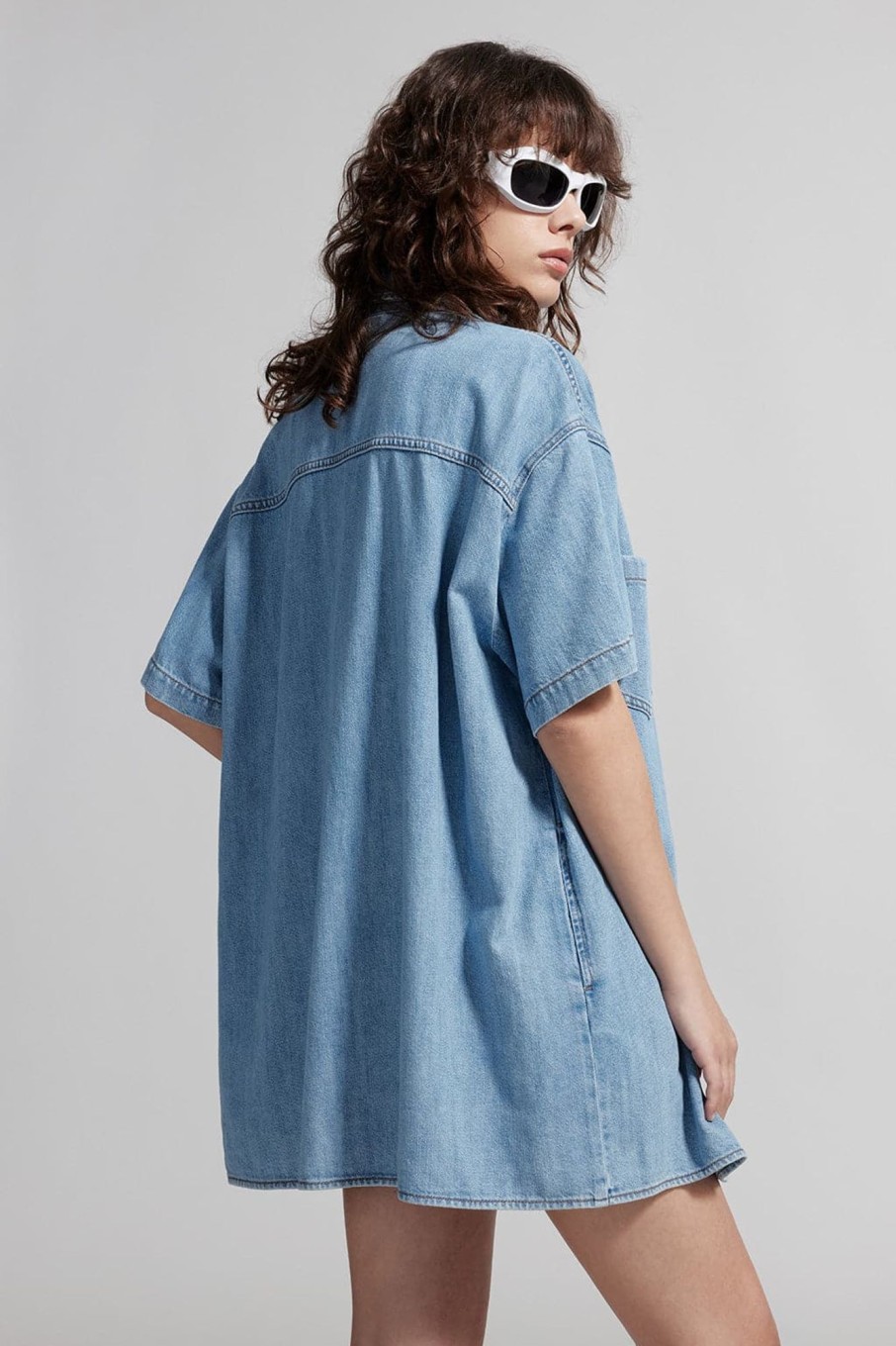 MISS SIXTY Tops | Baby Blue Denim Shirt With Tencel Light Blue