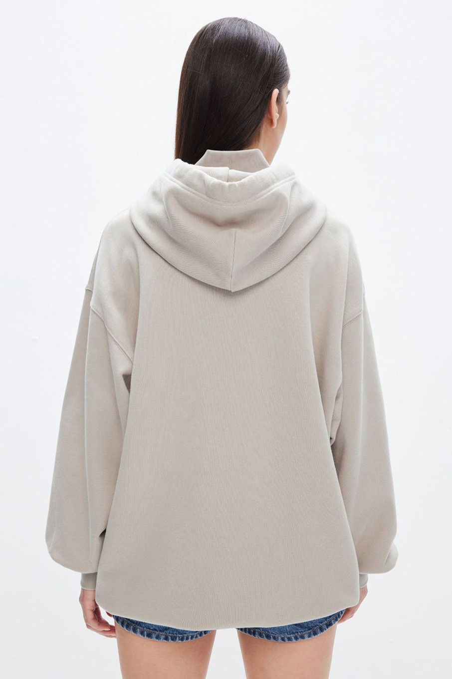 MISS SIXTY Tops | Stitching Turtleneck Loose Fit Sweatshirt Khaki