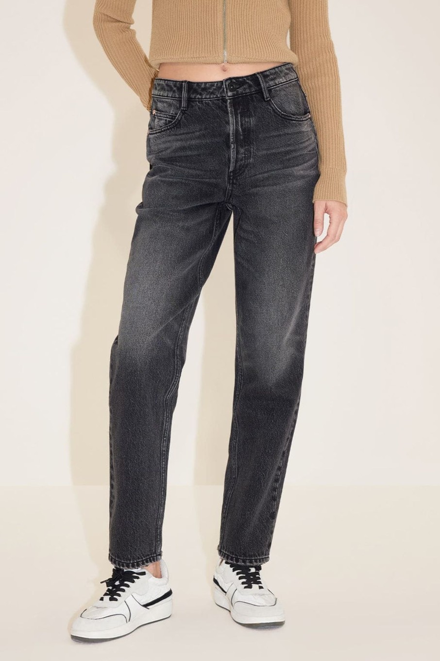 MISS SIXTY Straight | Black And Grey Straight Fit Jeans With Buttons Black Fog