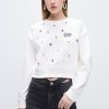 MISS SIXTY Tops | Sporty Jumper With Fruits Decorations Beaded Off White