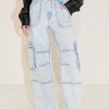 MISS SIXTY High Waist | Vintage High Waist Cargo Jeans With Drawstring Light Blue