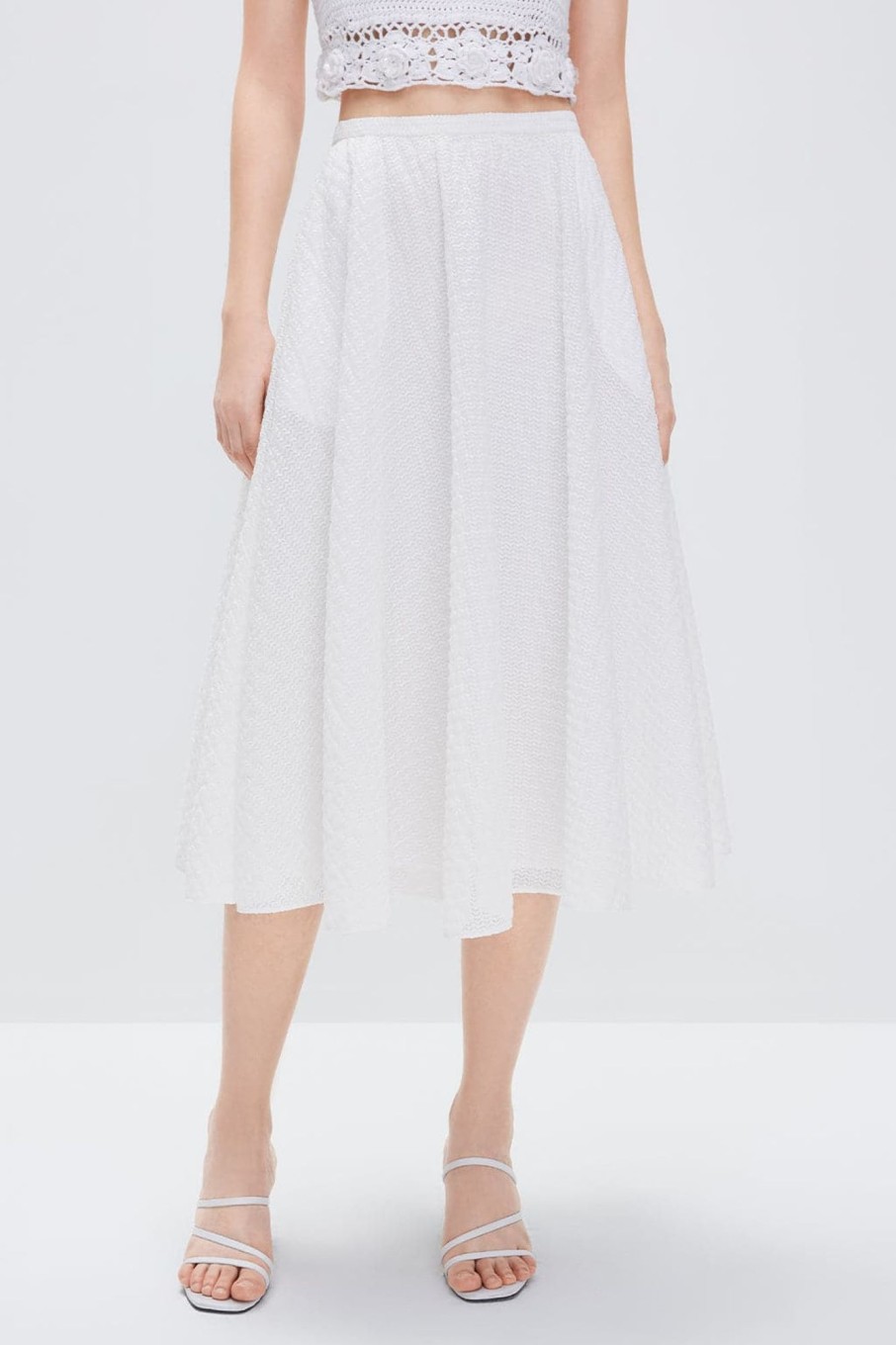 MISS SIXTY Skirts | Pleated Dress With Jacquard Ruffles Bright White