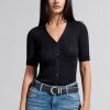 MISS SIXTY Sweaters | V-Neck Mulberry Silk Knit Top