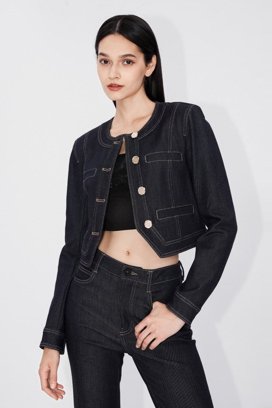 MISS SIXTY Jackets & Outerwears | Vintage Cropped Denim Jacket Black Blue