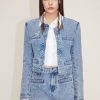 MISS SIXTY Jackets & Outerwears | Delicate Beaded Butterfly Short Denim Jacket Middle Blue