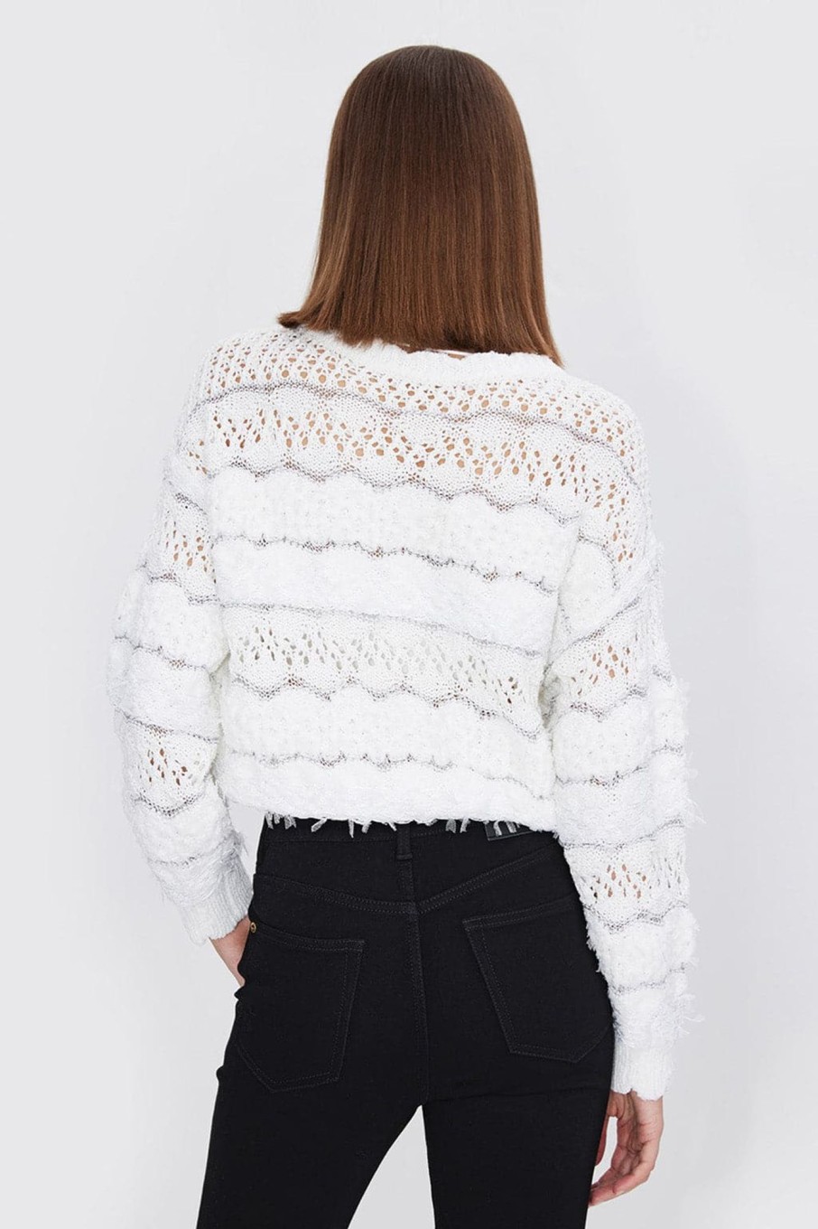 MISS SIXTY Sweaters | Bright Silk Hollow Wool Knitted Shirt White