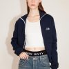 MISS SIXTY Jackets & Outerwears | Color-Block Zip Sporty Yet Simple Hooded Jacket Deep Blue