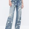 MISS SIXTY Straight | Nft Capsule Trendy Delicate Jeans With Fringes Trim Light Blue