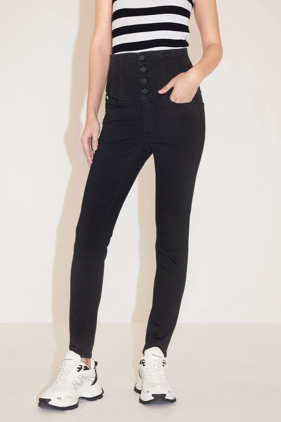 MISS SIXTY High Waist | Super High Waist Jeans With Four Buttons Black