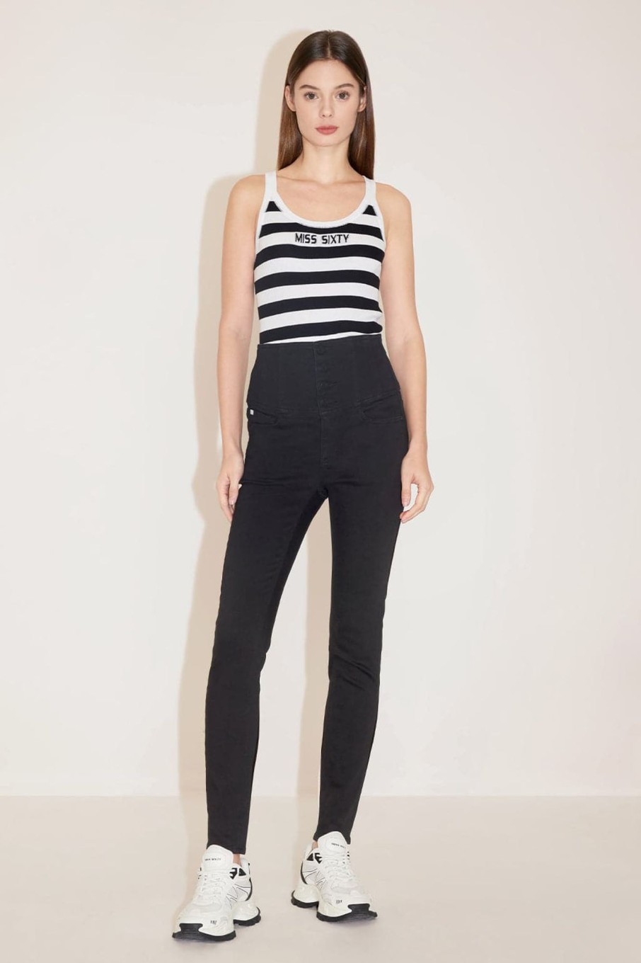 MISS SIXTY High Waist | Super High Waist Jeans With Four Buttons Black