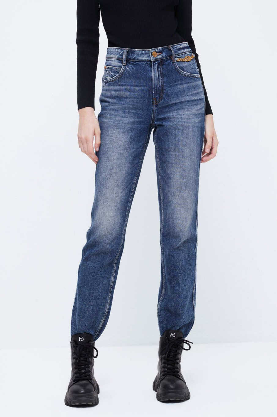 MISS SIXTY Straight | Vintage Blue Ripped Straight Fit Jeans Deep Blue