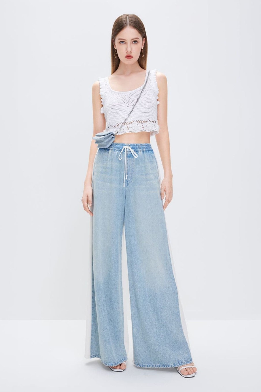 MISS SIXTY Wide Leg | Baggy Draped Wide-Leg Jeans With Tencel Light Blue