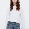 MISS SIXTY Tops | Round Neck Long-Sleeve Butterfly Print Versatile Casual T-Shirt White