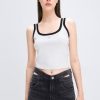 MISS SIXTY Tops | U Neck Colour Block Cropped Vest Off White