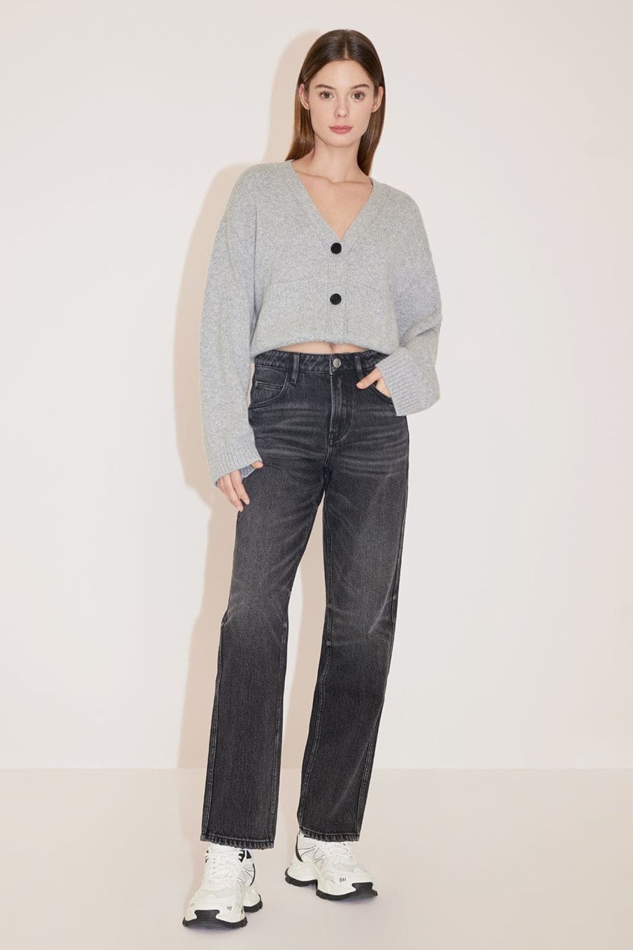 MISS SIXTY Straight | Dark Washed Straight Fit Jeans With Crystals Black Fog