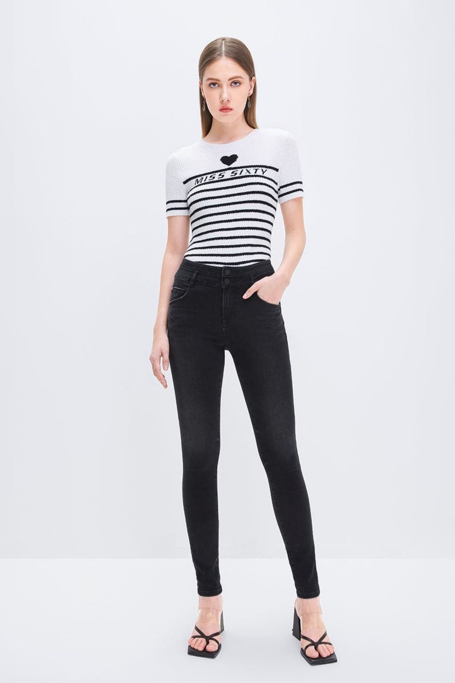 MISS SIXTY Push Up | Black Stretchy Skinny Jeans With Modal Cotton Blend Black Fog