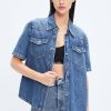 MISS SIXTY Tops | Vintage Blue Short Sleeves Denim Shirt Middle Blue