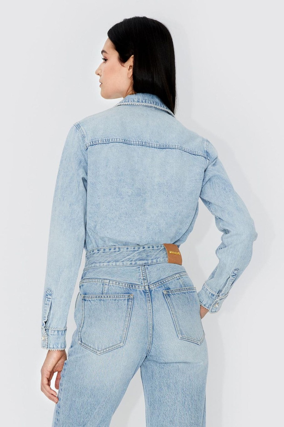 MISS SIXTY Tops | Polo Neck Denim Shirt Light Blue