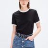 MISS SIXTY Tops | Modal Blend Round Neck Contrast T-Shirt