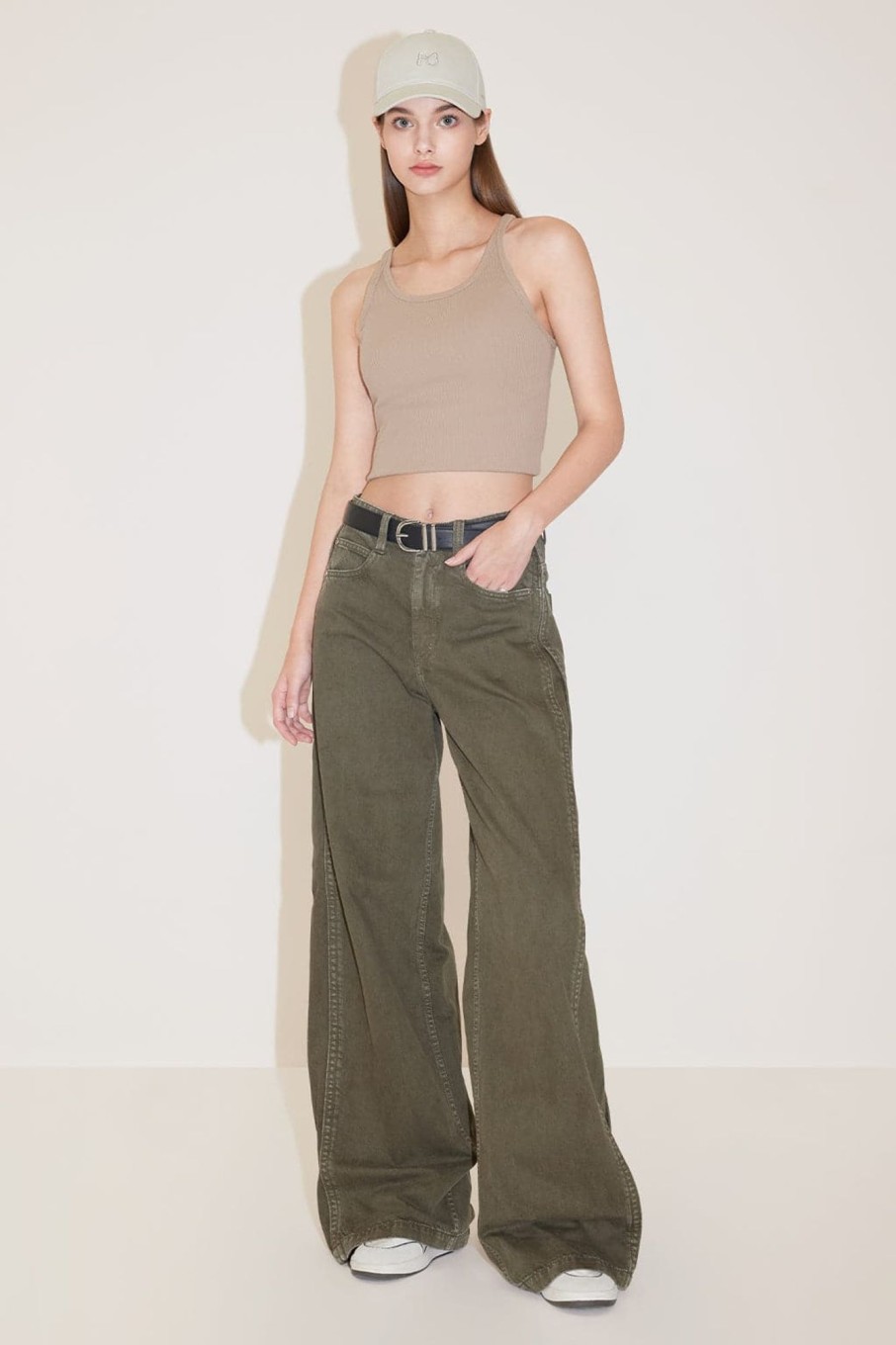 MISS SIXTY Wide Leg | Vintage Gray And Green Cargo Wide Leg Jeans Green Grey